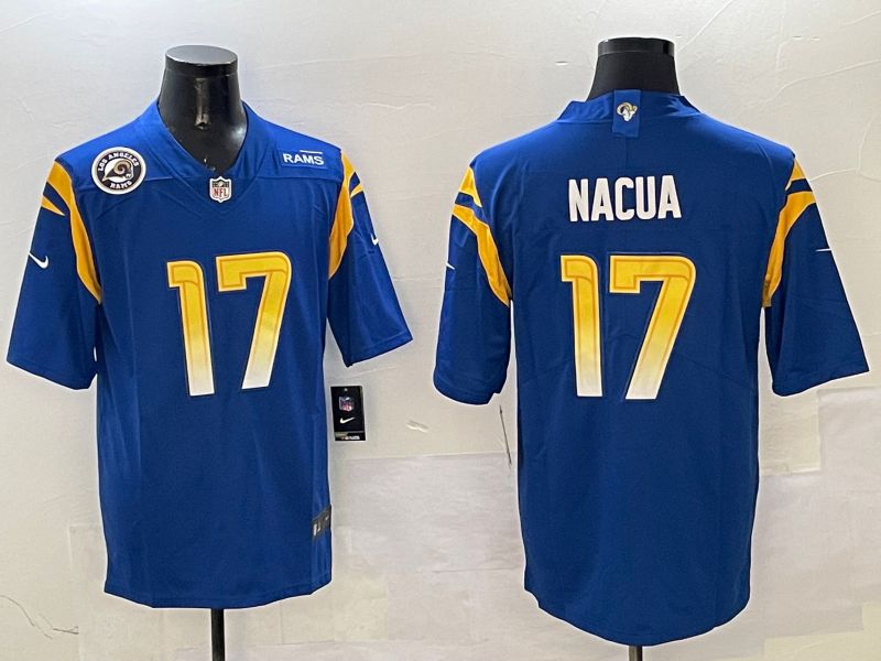Men Los Angeles Rams #17 Nacua Blue Second generation 2025 Nike Limited NFL Jersey style 1